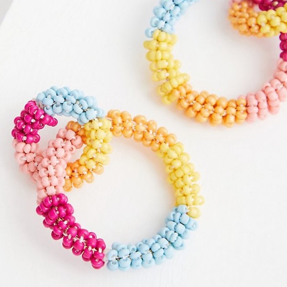 Torrid Multi Color Beaded Double Hoop Earring - Picture 3 of 3